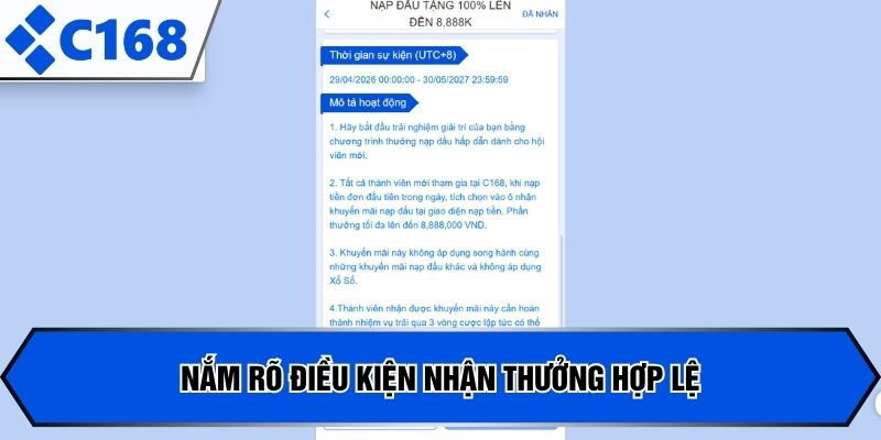 Nắm rõ điều kiện nhận thưởng hợp lệ
